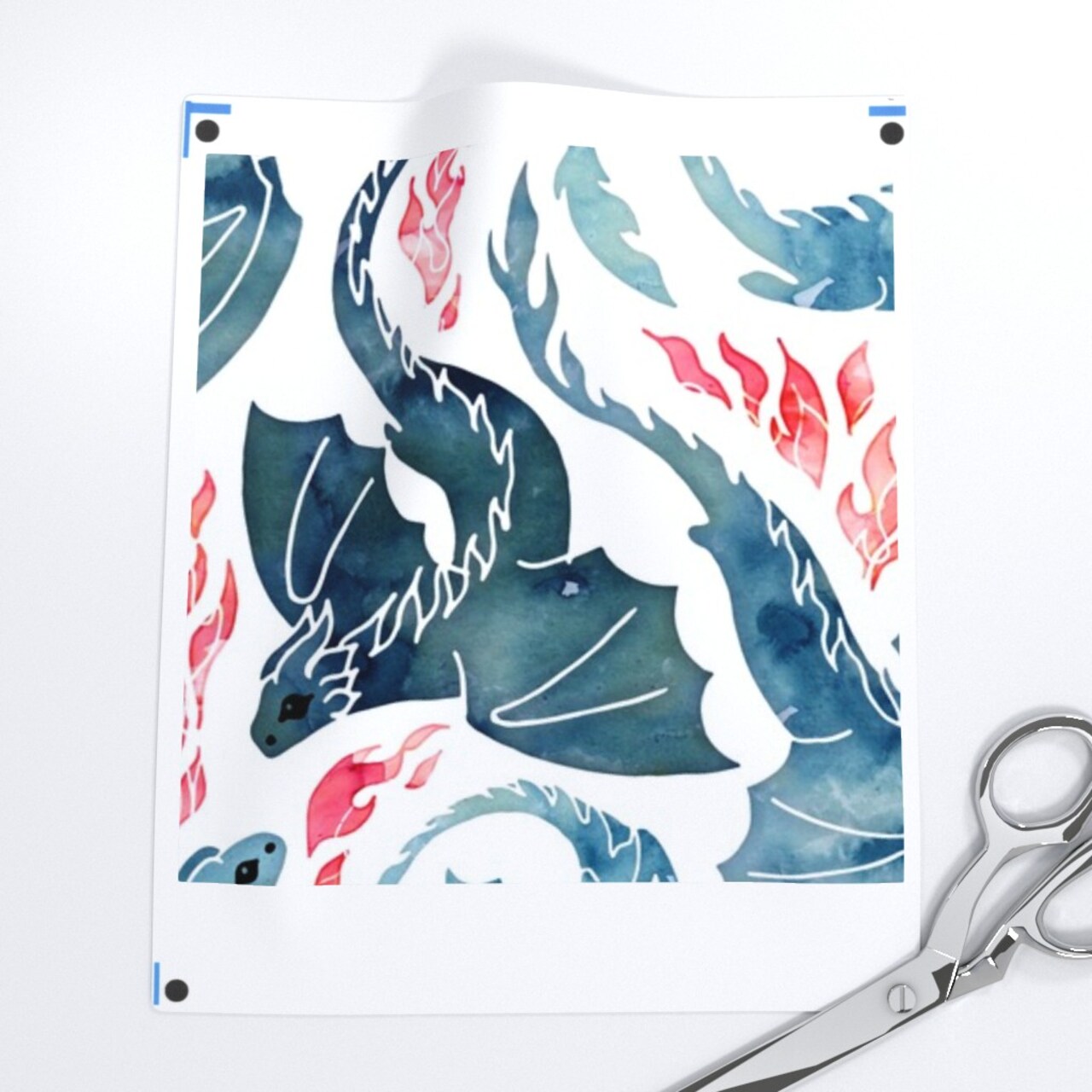 Whimsical Dragons Watercolor Mystical Fantasy Cute Flying Fire Breathing Custom Printed Fabric by Spoonflower Various Fabrics by the Yard or Fat Quarter